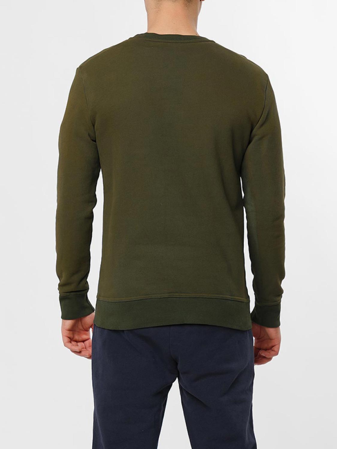 Acid Dye Organic Cotton Crew Neck Sweatshirt Khaki | D